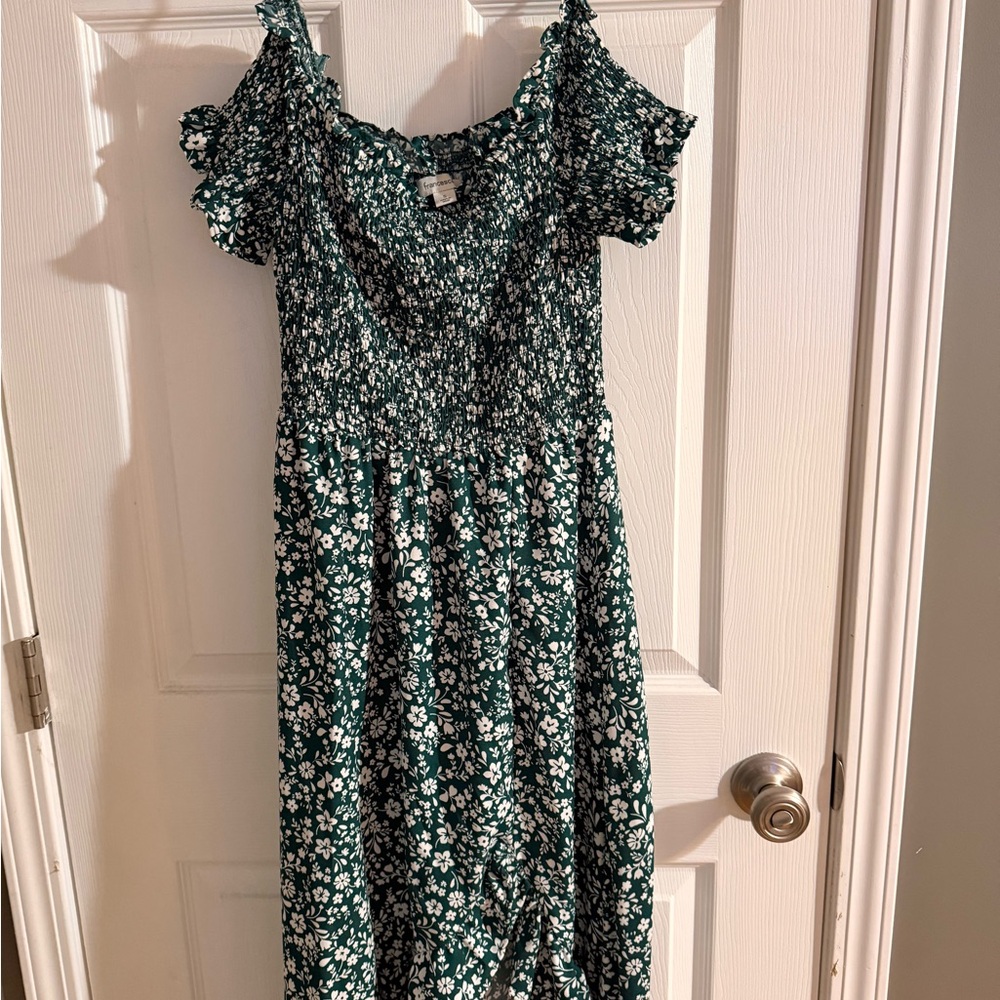 Francesca's Collections Green Floral Maxi Dress